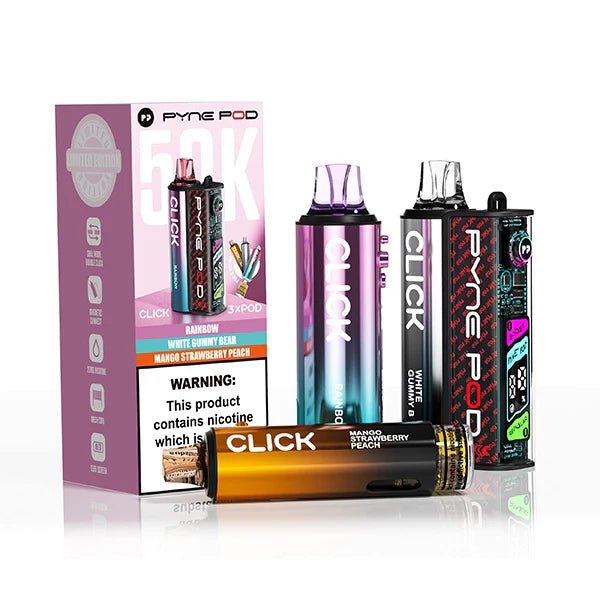 Pyne Pod Click 50K Vape Kit sweet edition with packaging on a white background - uk vape sales