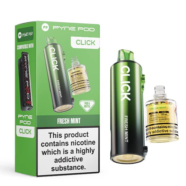 Pyne Pod Click Refill Pods fresh mint pod and packaging on a white background - uk vape sales
