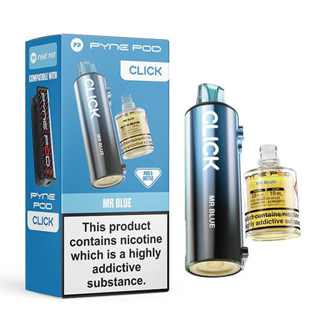 Pyne Pod Click Refill Pods Mr Blue pod and packaging on a white background - uk vape sales