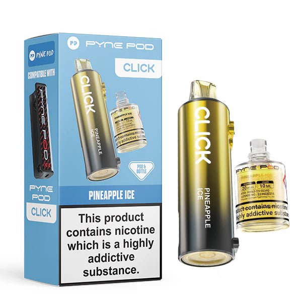 Pyne Pod Click Refill Pods pineapple ice pod and packaging on a white background - uk vape sales