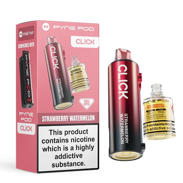 Pyne Pod Click Refill Pods strawberry watermelon pod and packaging on a white background - uk vape sales