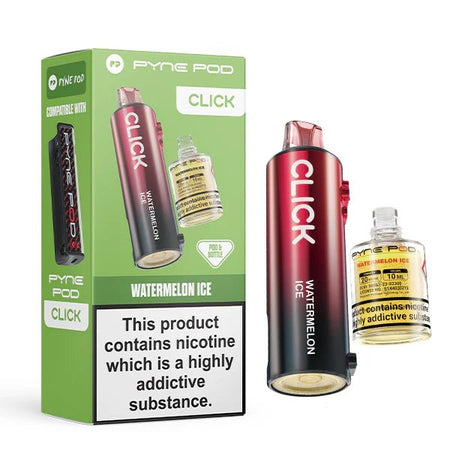 Pyne Pod Click Refill Pods watermelon ice pod and packaging on a white background - uk vape sales