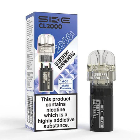 SKE CL2000 Refill Pods blueberry raspberries pod with packaging on a white background - uk vape sales