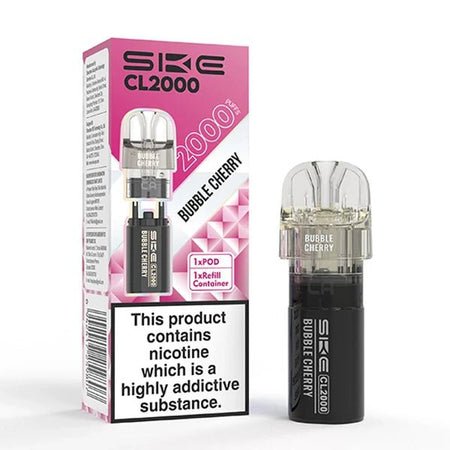 SKE CL2000 Refill Pods bubbly cherry pod with packaging on a white background - uk vape sales