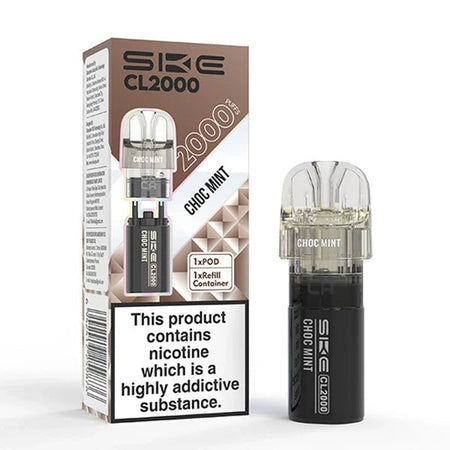 SKE CL2000 Refill Pods choc mint pod with packaging on a white background - uk vape sales