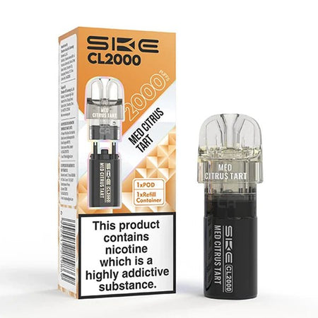 SKE CL2000 Refill Pods med citrus tart pod with packaging on a white background - uk vape sales