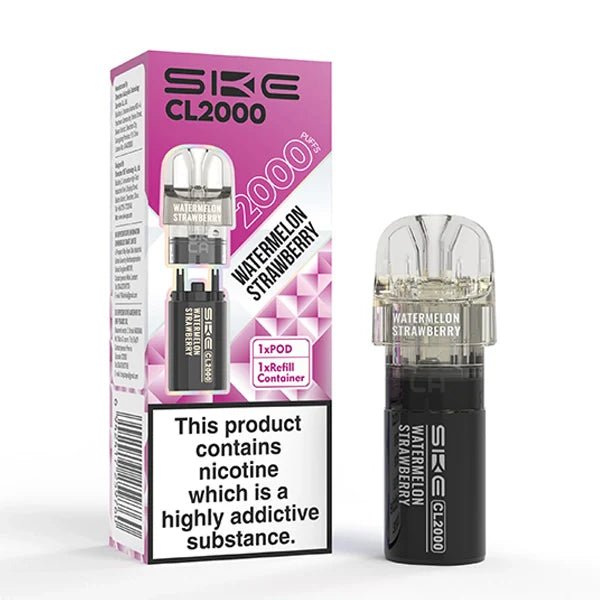 SKE CL2000 Refill Pods watermelon strawberry pod with packaging on a white background - uk vape sales