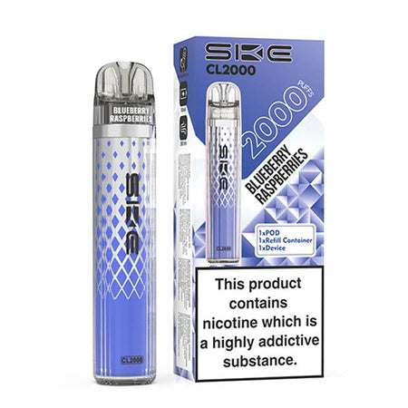 SKE CL2000 vape kit blueberry raspberries device and packaging on a white background - uk vape sales