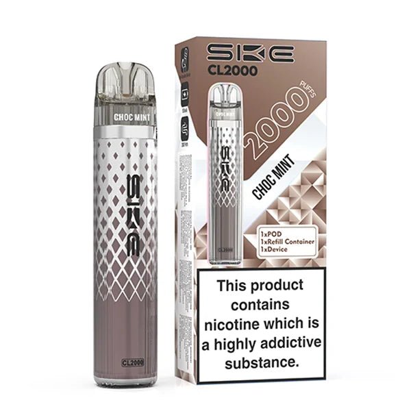 SKE CL2000 vape kit choc mint device and packaging on a white background - uk vape sales