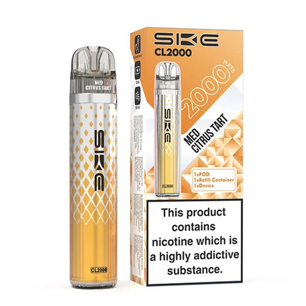 SKE CL2000 vape kit med citrus tart device and packaging on a white background - uk vape sales