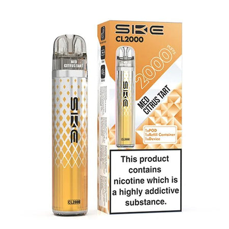 SKE CL2000 vape kit med citrus tart device and packaging on a white background - uk vape sales