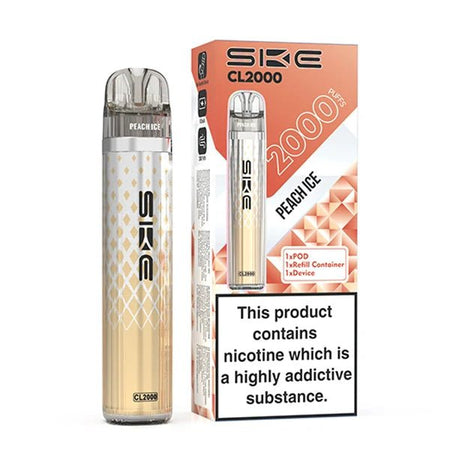 SKE CL2000 vape kit peach ice device and packaging on a white background - uk vape sales