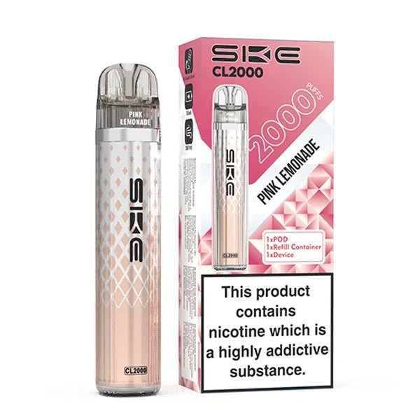 SKE CL2000 vape kit pink lemonade device and packaging on a white background - uk vape sales