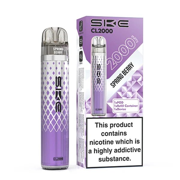 SKE CL2000 vape kit spring berry device and packaging on a white background - uk vape sales