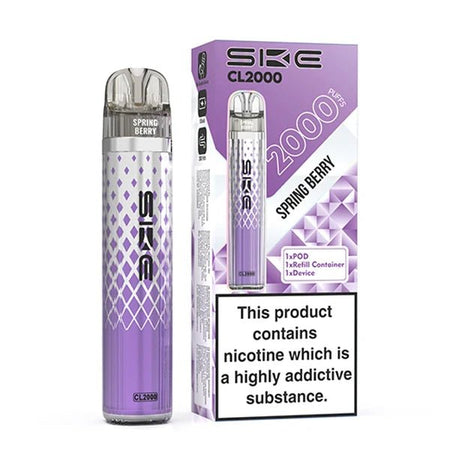 SKE CL2000 vape kit spring berry device and packaging on a white background - uk vape sales