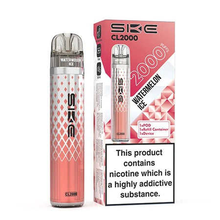 SKE CL2000 vape kit watermelon ice device and packaging on a white background - uk vape sales