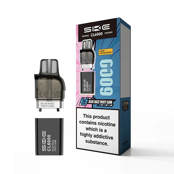 SKE CL6000 Refill Pods blue razz fruit gum pod with packaging on a white background - uk vape sales