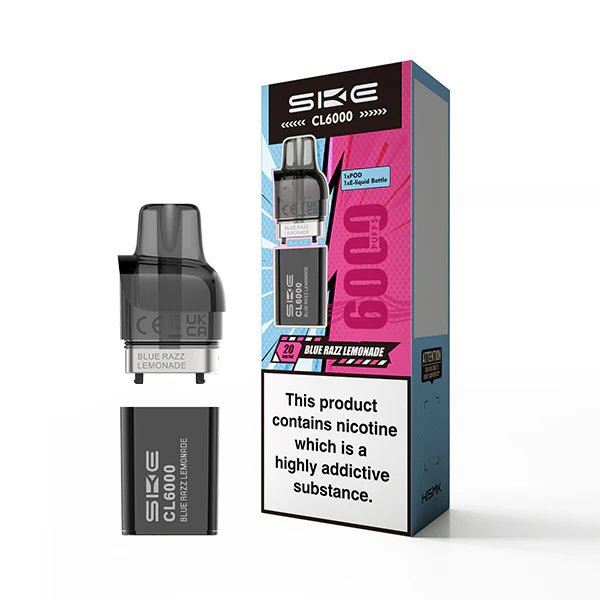 SKE CL6000 Refill Pods blue razz lemonade pod with packaging on a white background - uk vape sales