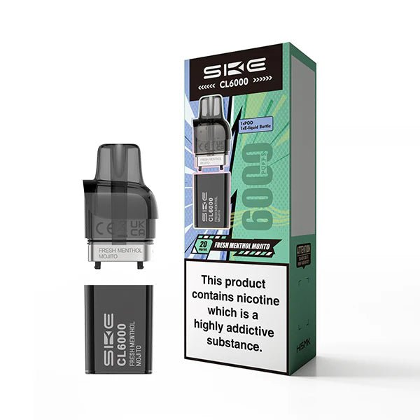 SKE CL6000 Refill Pods fresh menthol mojito pod with packaging on a white background - uk vape sales