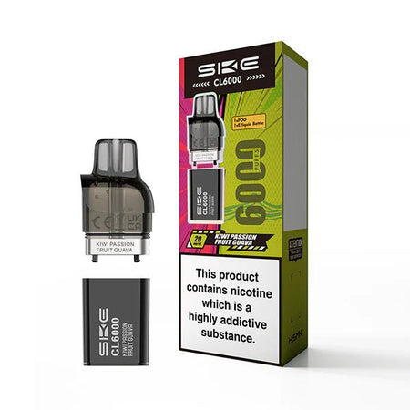 SKE CL6000 Refill Pods kiwi passion fruit guava pod with packaging on a white background - uk vape sales