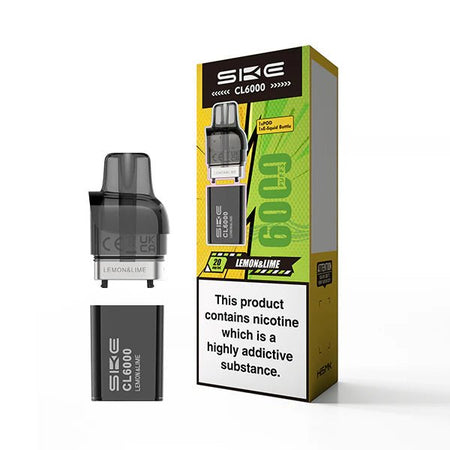 SKE CL6000 Refill Pods lemon & lime pod with packaging on a white background - uk vape sales
