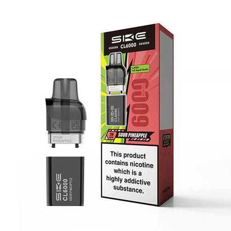 SKE CL6000 Refill Pods sour pineapple pod with packaging on a white background - uk vape sales