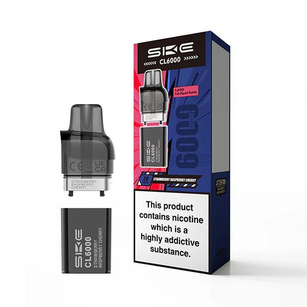 SKE CL6000 Refill Pods strawberry raspberry cherry pod with packaging on a white background - uk vape sales