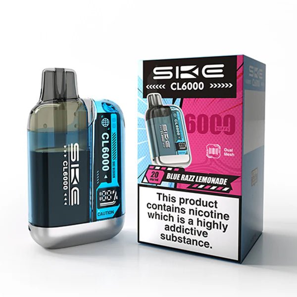 SKE CL6000 vape kit blue razz lemonade device and packaging on a white background - uk vape sales
