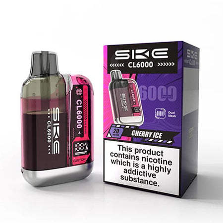 SKE CL6000 vape kit cherry ice device and packaging on a white background - uk vape sales