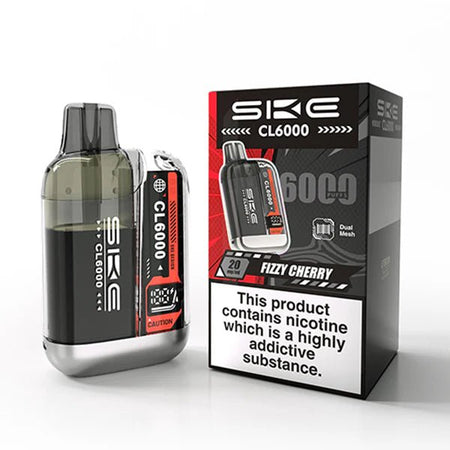 SKE CL6000 vape kit fizzy cherry device and packaging on a white background - uk vape sales