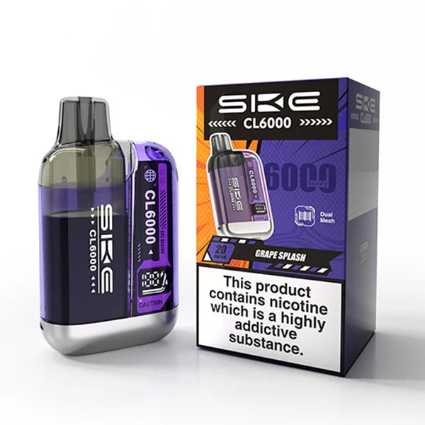 SKE CL6000 vape kit grape splash device and packaging on a white background - uk vape sales