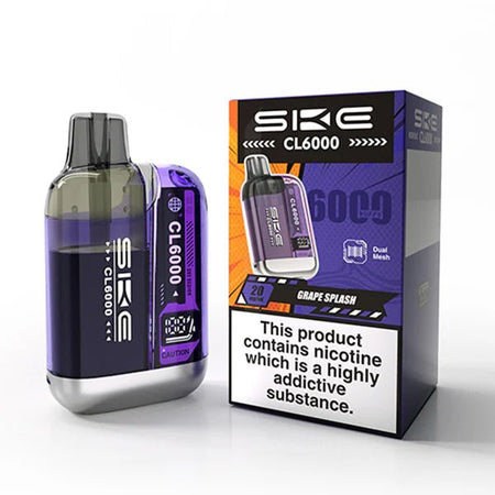 SKE CL6000 vape kit grape splash device and packaging on a white background - uk vape sales