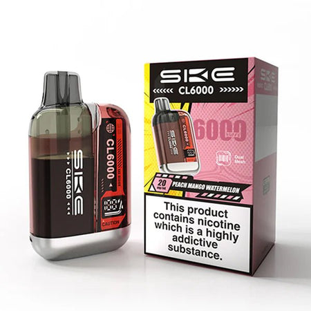SKE CL6000 vape kit peach mango watermelon device and packaging on a white background - uk vape sales