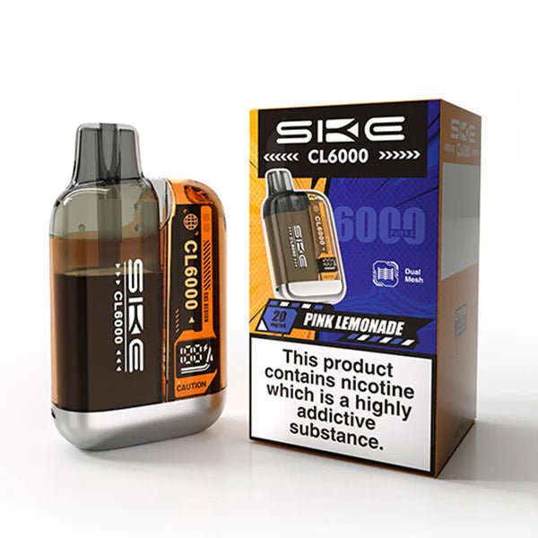 SKE CL6000 vape kit pink lemonade device and packaging on a white background - uk vape sales