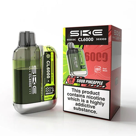 SKE CL6000 vape kit sour pineapple device and packaging on a white background - uk vape sales