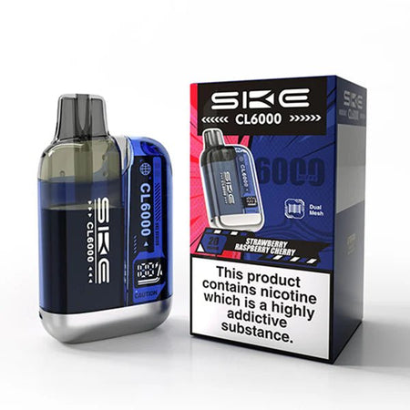 SKE CL6000 vape kit strawberry raspberry cherry device and packaging on a white background - uk vape sales