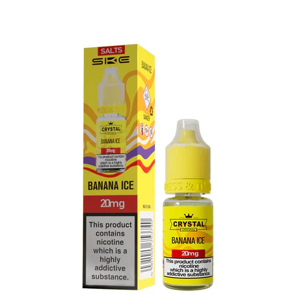 SKE Nic Salts banana ice 10ml nic salt bottle with packaging on white background - uk vape sale