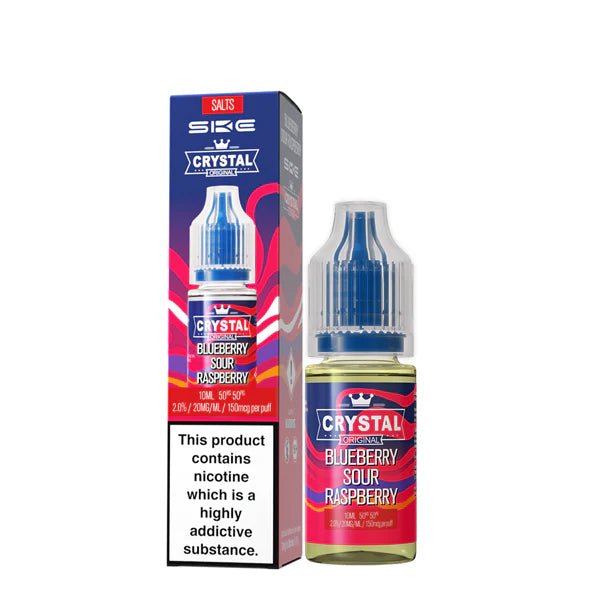 SKE Nic Salts blueberry sour raspberry 10ml nic salt bottle with packaging on white background - uk vape sale