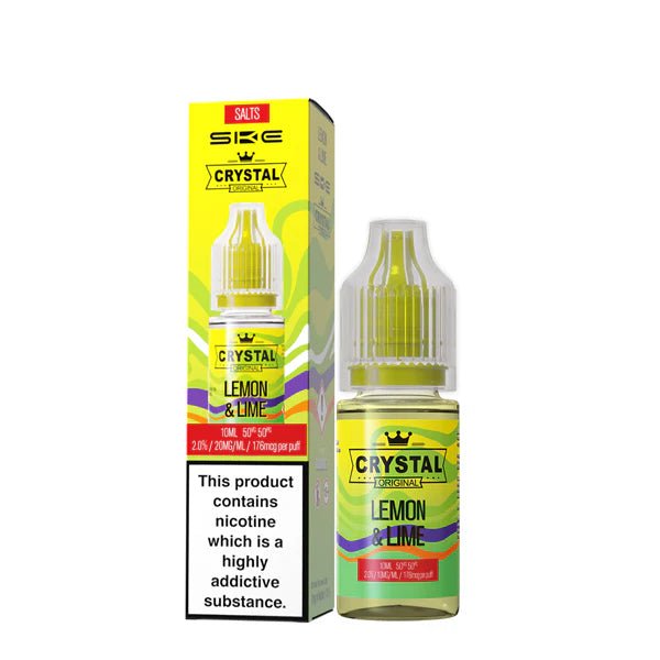 SKE Nic Salts lemon & lime 10ml nic salt bottle with packaging on white background - uk vape sale