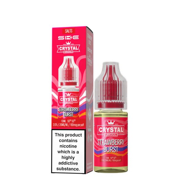 SKE Nic Salts strawberry burst 10ml nic salt bottle with packaging on white background - uk vape sale