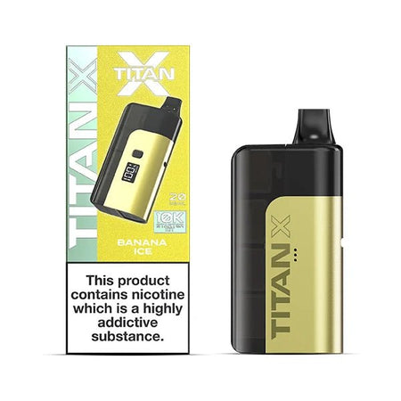 Titan X vape kit banana ice device and packaging on a white background - uk vape sales