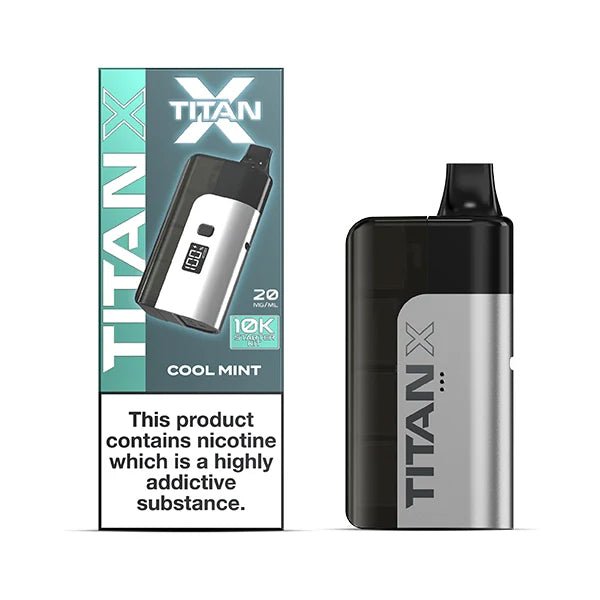 Titan X vape kit cool mint device and packaging on a white background - uk vape sales