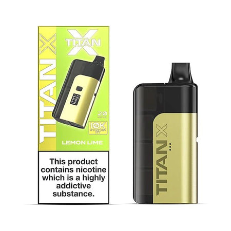 Titan X vape kit lemon lime device and packaging on a white background - uk vape sales