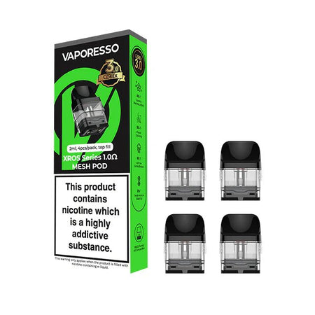 Vaporesso Xros Corex 3.0 Replacement Pods packaging with 4 1.0 Ohm pods on a white background - UK vape sales