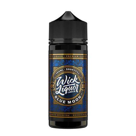 Wick Liquor E-Liquid blue moon 100ml shortfill bottle on a white background - uk vape sales