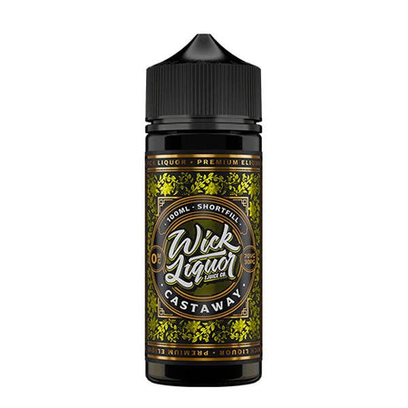 Wick Liquor E-Liquid castaway 100ml shortfill bottle on a white background - uk vape sales