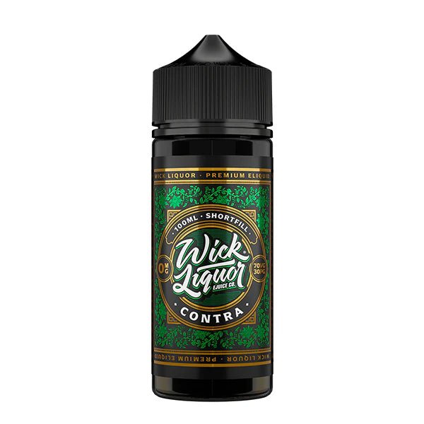 Wick Liquor E-Liquid contra 100ml shortfill bottle on a white background - uk vape sales