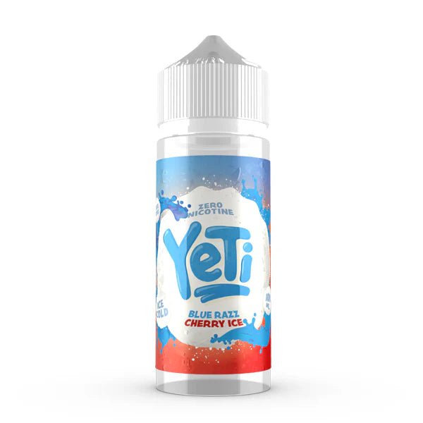 Yeti Original E-Liquid blue razz cherry ice 100ml shortfill bottle on a white background - uk vape sales