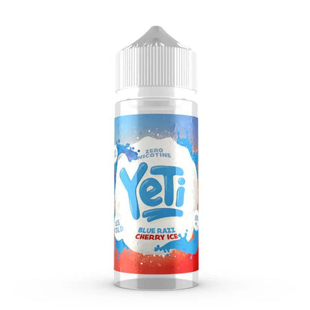 Yeti Original E-Liquid blue razz cherry ice 100ml shortfill bottle on a white background - uk vape sales
