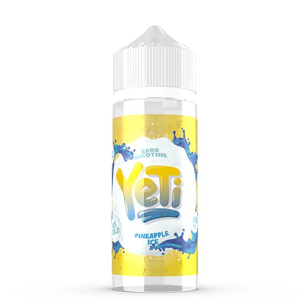 Yeti Original E-Liquid pineapple ice 100ml shortfill bottle on a white background - uk vape sales